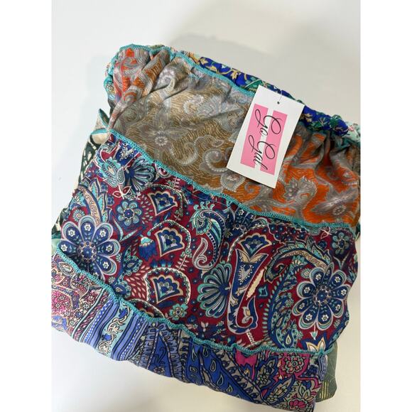 Mixed-Patchwork maxi skirt with pockets- One Size - Picture 5 of 6